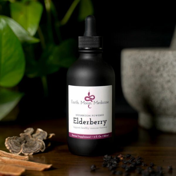 Elderberry syrup with reishi and turkey tail mushroom